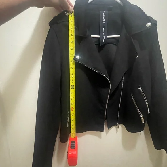 SUKO Jeans Black Moto Jacket Women's Size Large - Picture 9 of 9